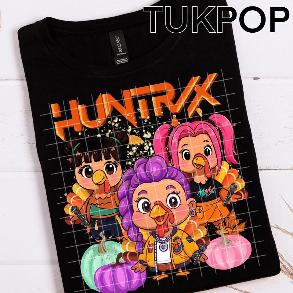 Huntrix K-Pop Thanksgiving DTF Transfer – Cute K-Idol Holiday Print | Ready-to-Press Turkey Day Shirt Design
