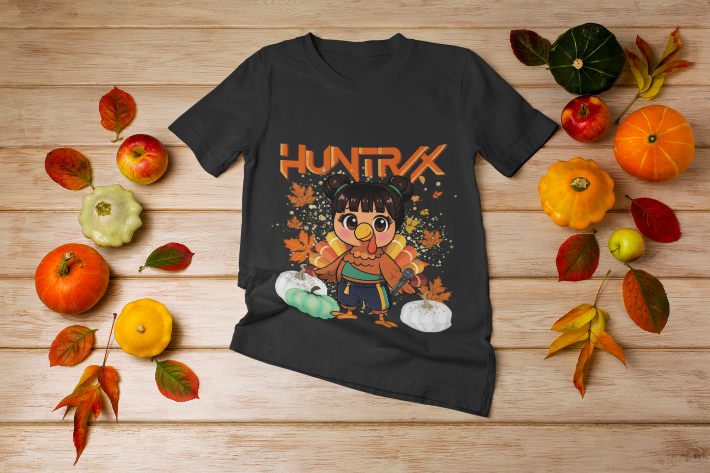 Huntrix K-Pop Thanksgiving DTF Transfer – Cute K-Idol Holiday Print | Ready-to-Press Turkey Day Shirt Design