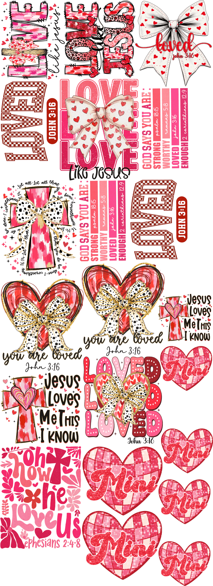 Valentine Pre - Made Gang Sheet Bundle DTF | Ready - to - Press | Love & Romance Designs - KT SUBLIMATION, DTF AND MORE LLC