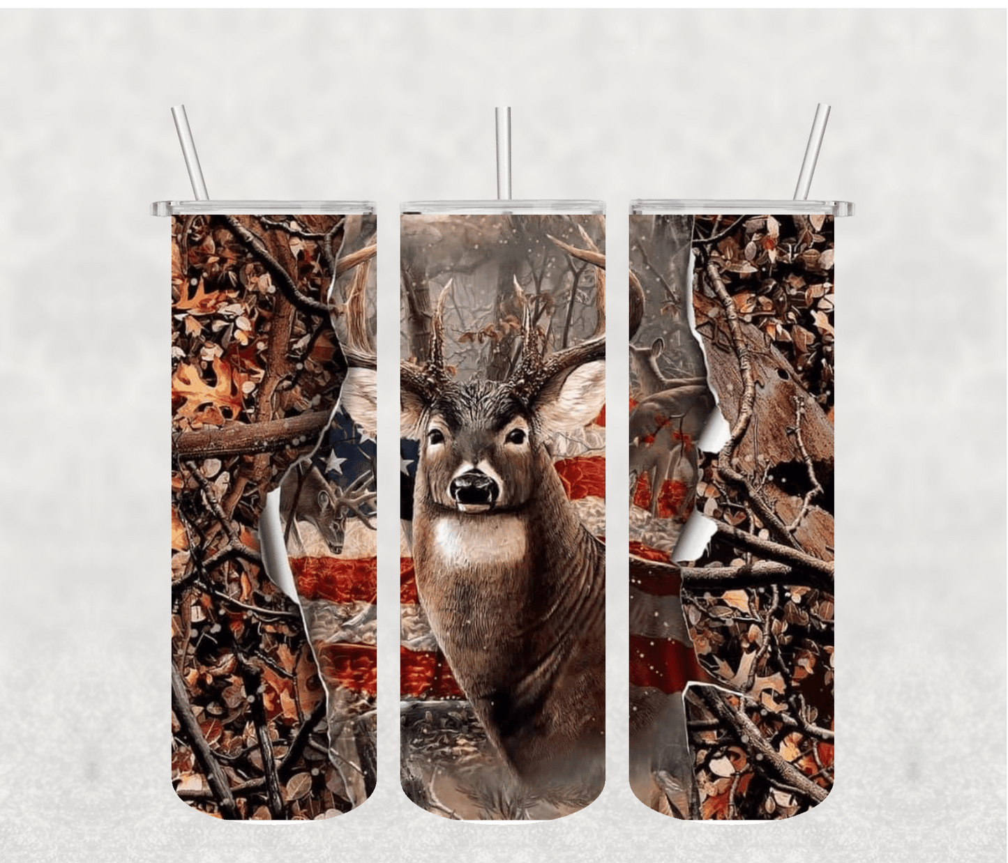 Deer and Flag 20oz Tumbler Sublimation Print - KT SUBLIMATION, DTF AND MORE LLC