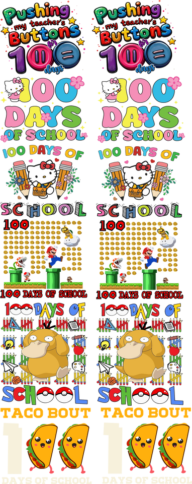 100 days of school Gang Sheet DTF