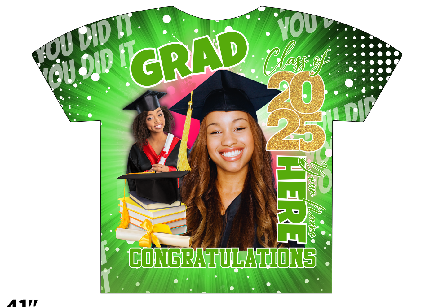 Custom 3D All-Over Graduation T-Shirt – Personalized Full-Print Senior Gift