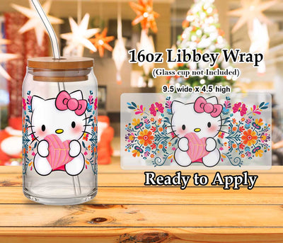 16 oz Libbey Glass Can UV Wrap. Concha Cartoon Design. - KT SUBLIMATION, DTF AND MORE LLC