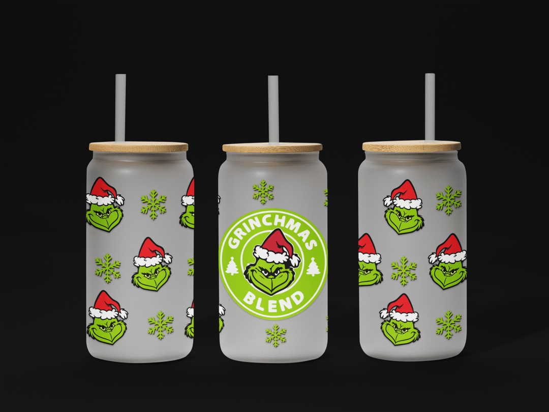16oz UV Wrap, Christmas Green Monster Libbey Glass Can Wrap, Christmas Movie 16oz Libbey - KT SUBLIMATION, DTF AND MORE LLC