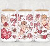 Floral cupid Valentine   16oz UV Wrap