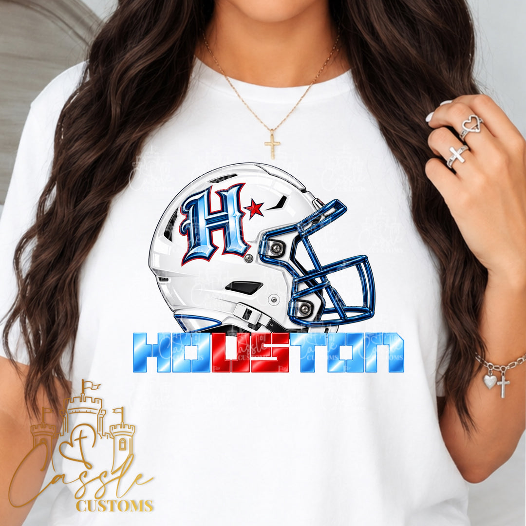 Houston Texan Rival Helmet DTF Transfer – H-Town Football Game Day Design