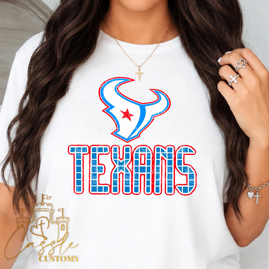 Houston Texan Rival Grid Style DTF Transfer | H-Town Football Ready to Press