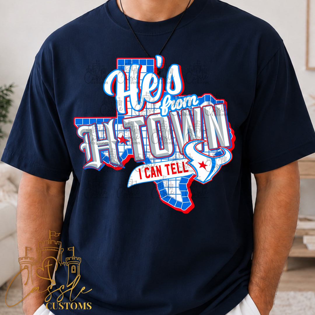 Houston Texans Rival He’s From H-Town DTF Transfer – Houston Football Shirt Design