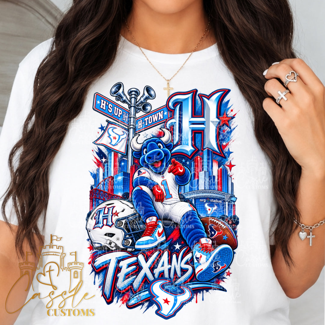 Houston Texan Rivalry H Toro DTF Transfer – H-Town Football Game Day Design