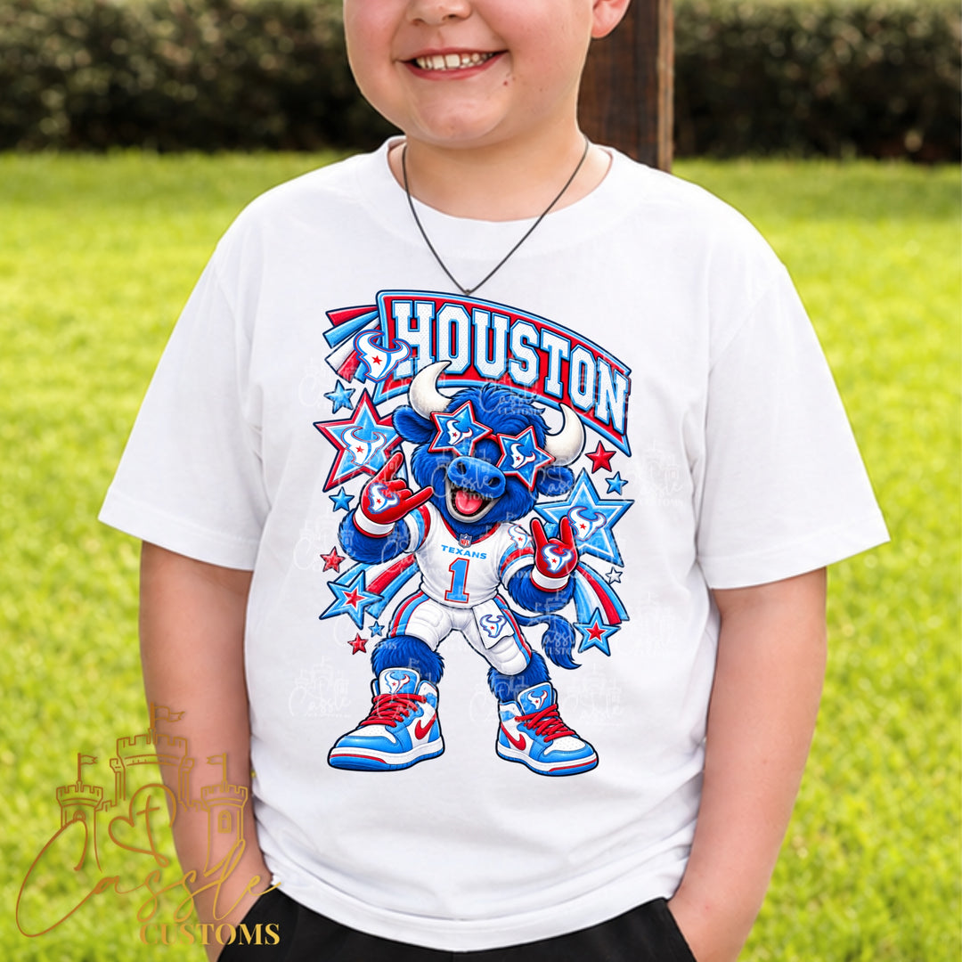 Houston Texan Toro Kid Rivalry DTF Transfer – Houston Football Kids Design