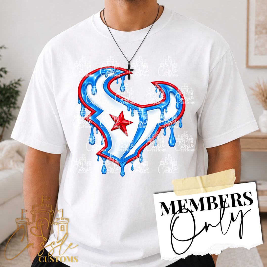 Houston Texan Rivalry Drip Bullhead DTF Transfer – H-Town Football Game Day Design