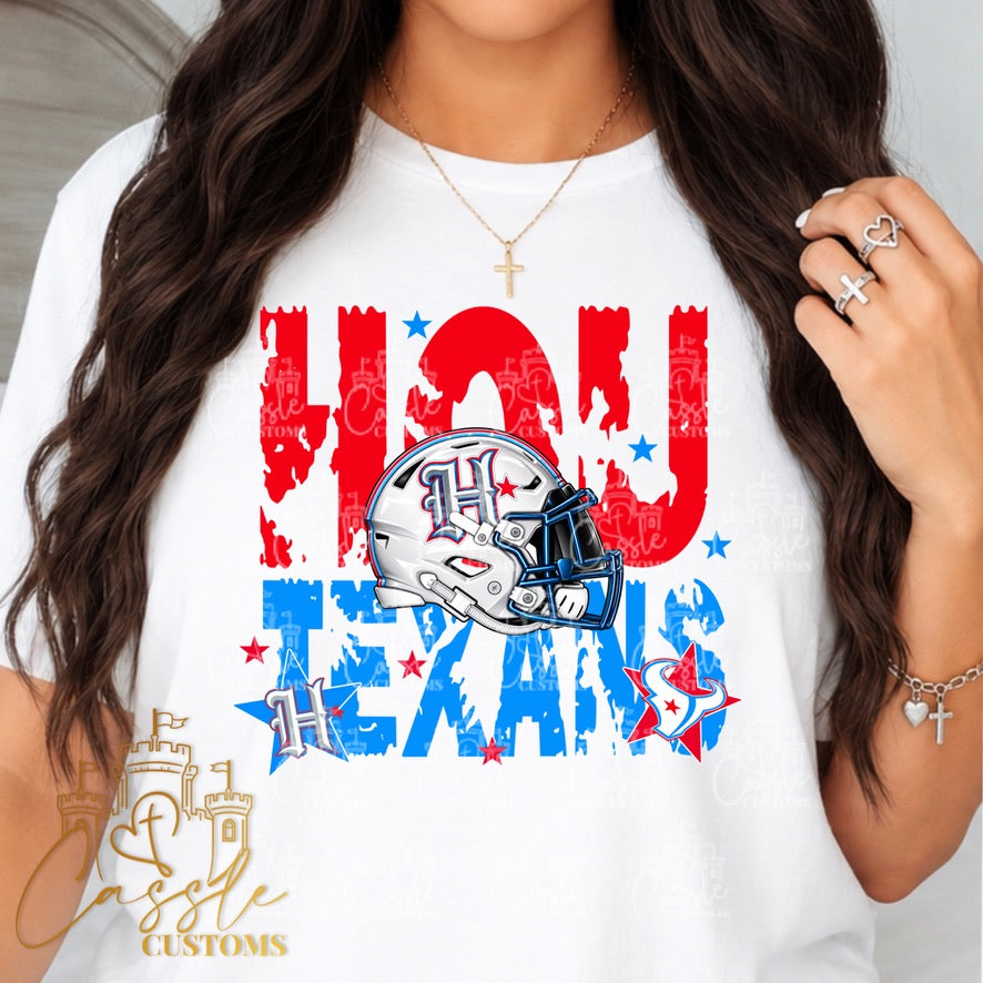 Houston Texan Drip Helmet DTF Transfer – H-Town Football Game Day Design