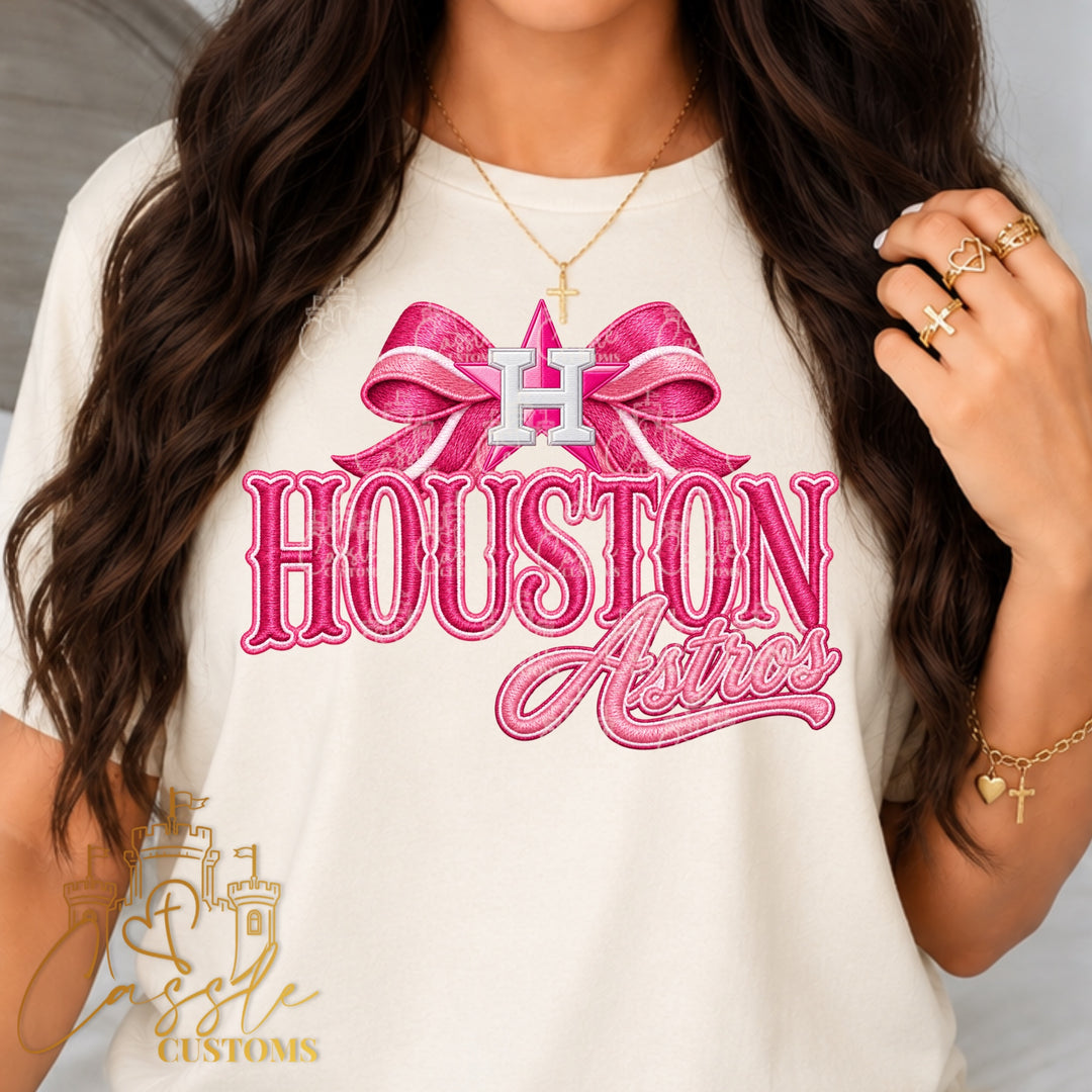 Houston Astros Stitch Bow DTF Transfer