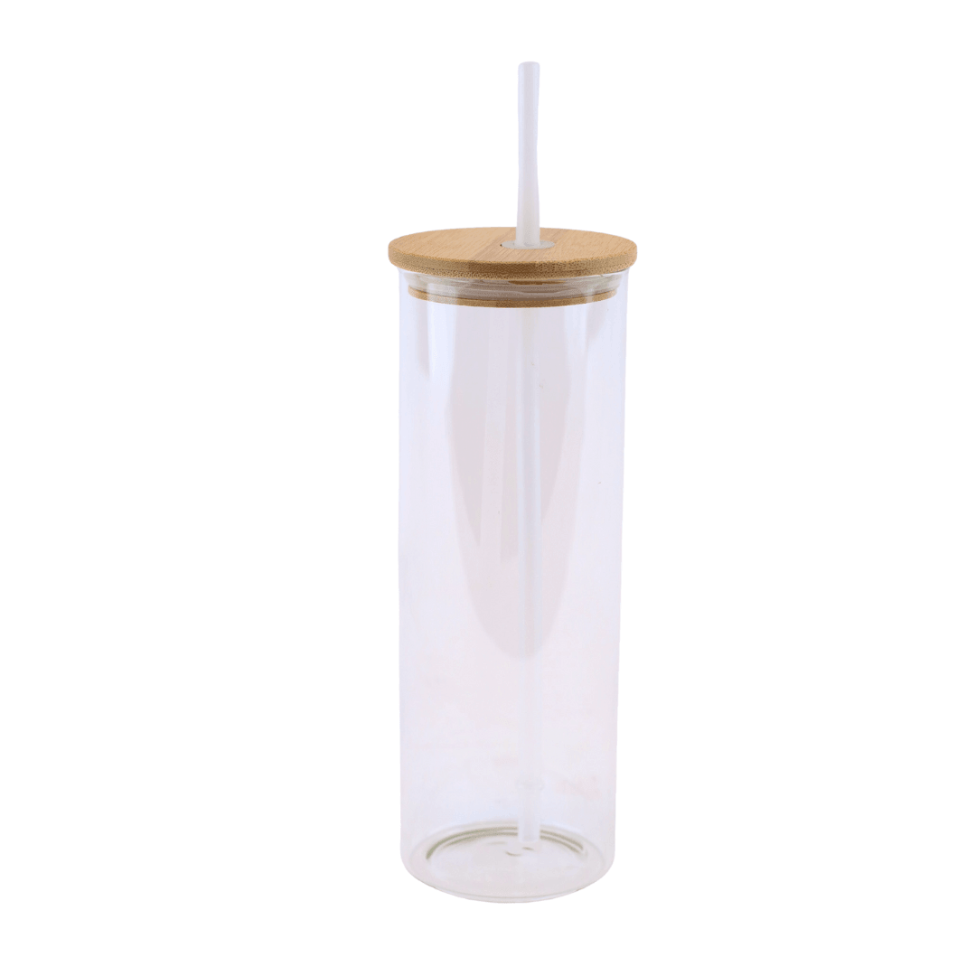 25oz Can Beer Glass Cup with Bamboo Lid – Sublimation Ready for Custom Prints!