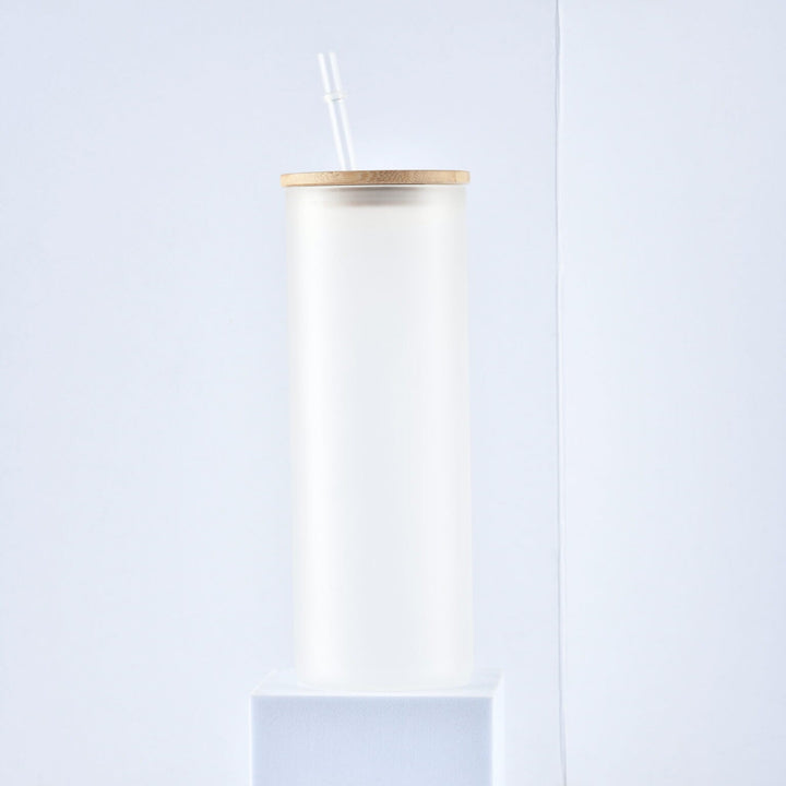 25oz Frosted Can Beer Glass Cup with Bamboo Lid – Custom Sublimation Drinkware - KT SUBLIMATION, DTF AND MORE LLC