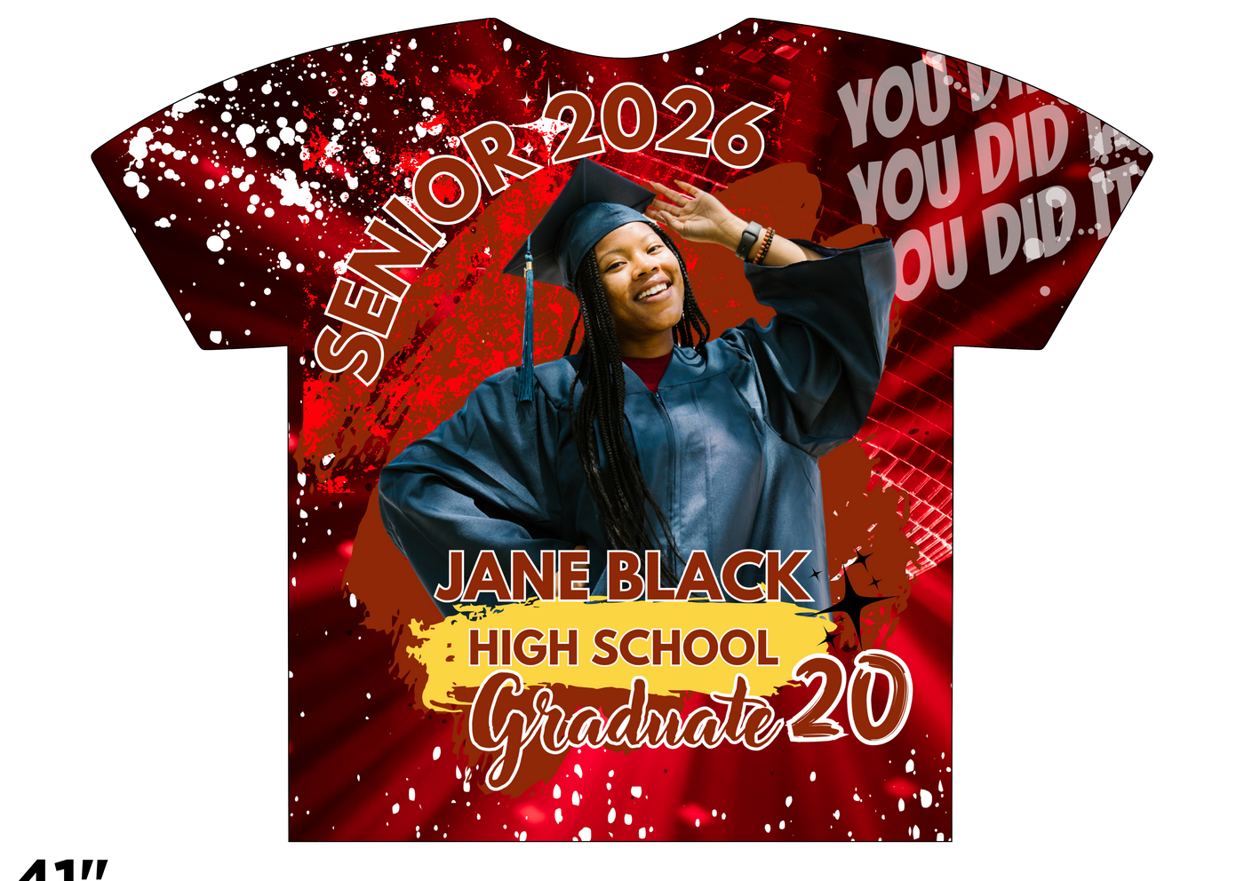 Custom 3D All-Over Graduation T-Shirt – Personalized Full-Print Senior Gift