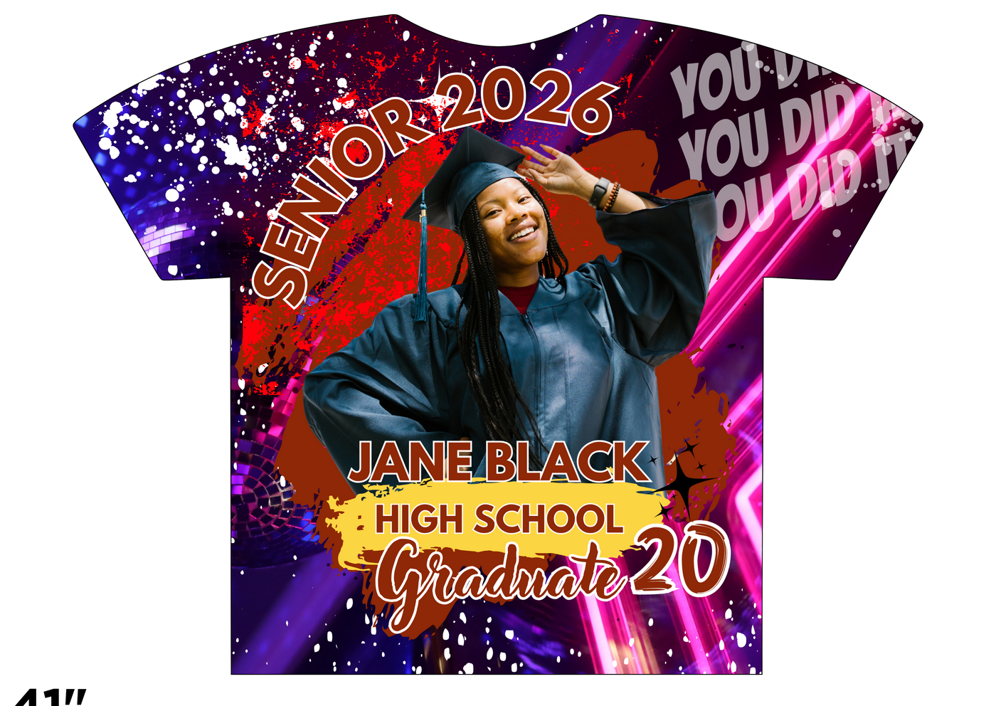 Custom 3D All-Over Graduation T-Shirt – Personalized Full-Print Senior Gift