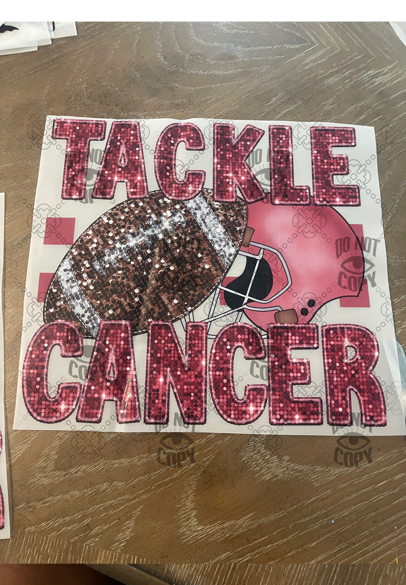 Tackle Cancer DTF ready to press transfer