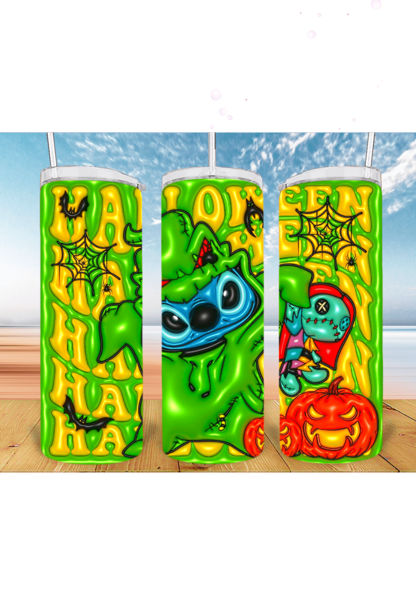 3D Halloween 20oz Tumbler Sublimation Print – Spooky & Realistic Designs 🎃👻