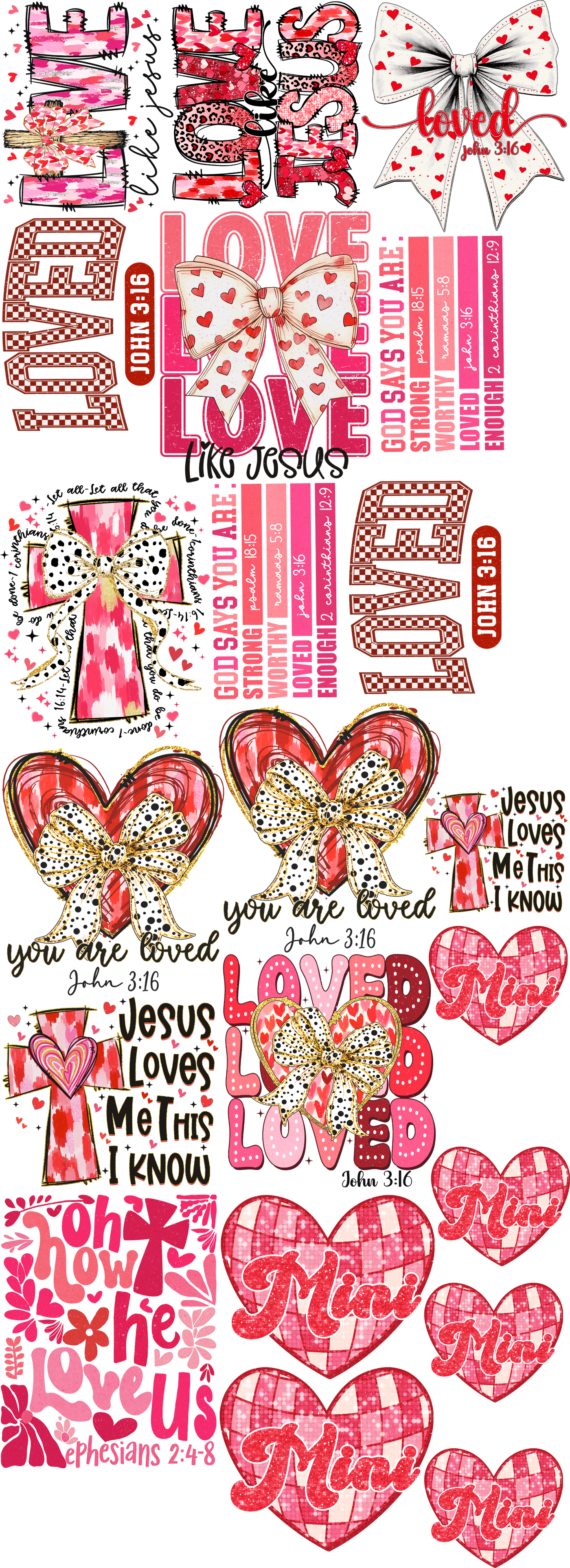 Valentine Pre-Made Gang Sheet Bundle DTF | Ready-to-Press | Love & Romance Designs