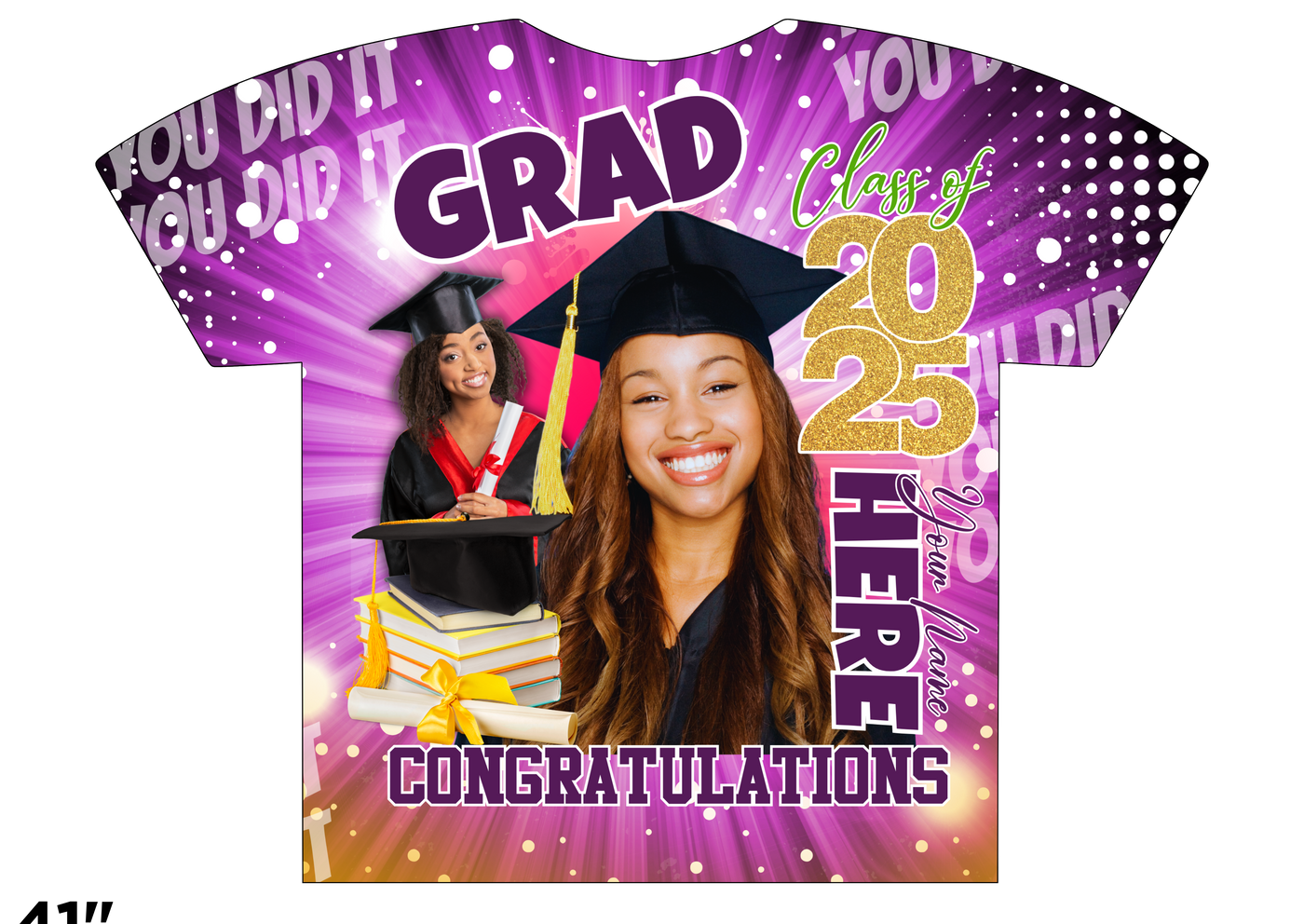 Custom 3D All-Over Graduation T-Shirt – Personalized Full-Print Senior Gift