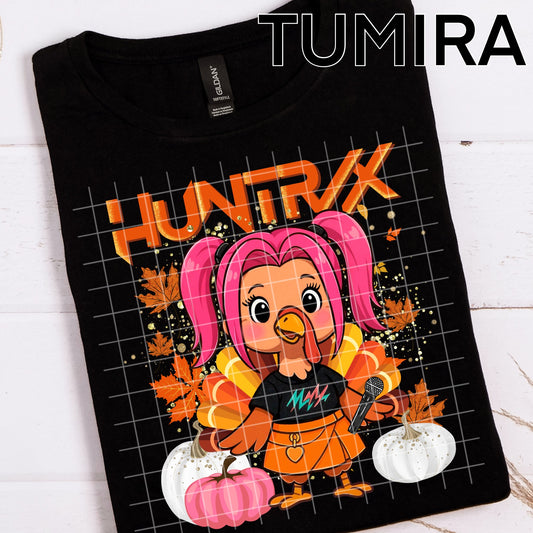 Huntrix K-Pop Thanksgiving DTF Transfer – Cute K-Idol Holiday Print | Ready-to-Press Turkey Day Shirt Design
