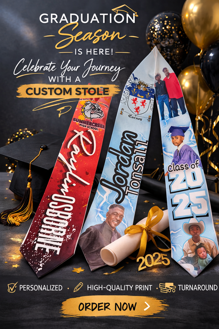 Custom Graduation Stole – Personalized Senior 2026 Stole | Custom Name, School Colors & Photos | Graduation Keepsake Gift