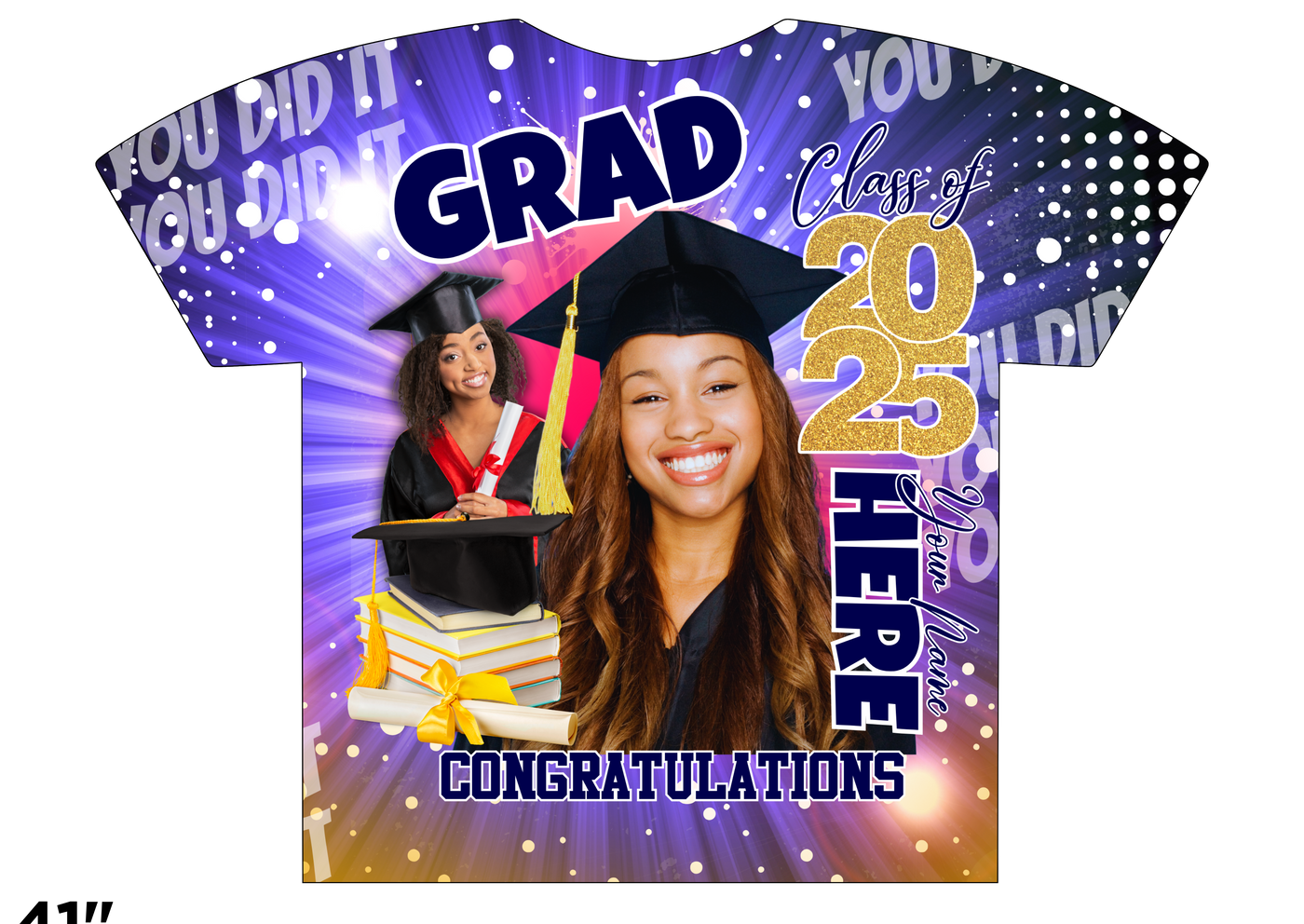 Custom 3D All-Over Graduation T-Shirt – Personalized Full-Print Senior Gift