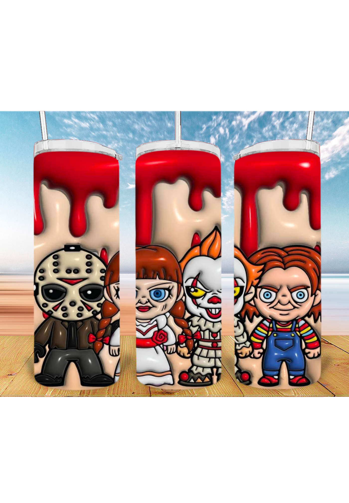 3D Halloween 20oz Tumbler Sublimation Print – Spooky & Realistic Designs 🎃👻