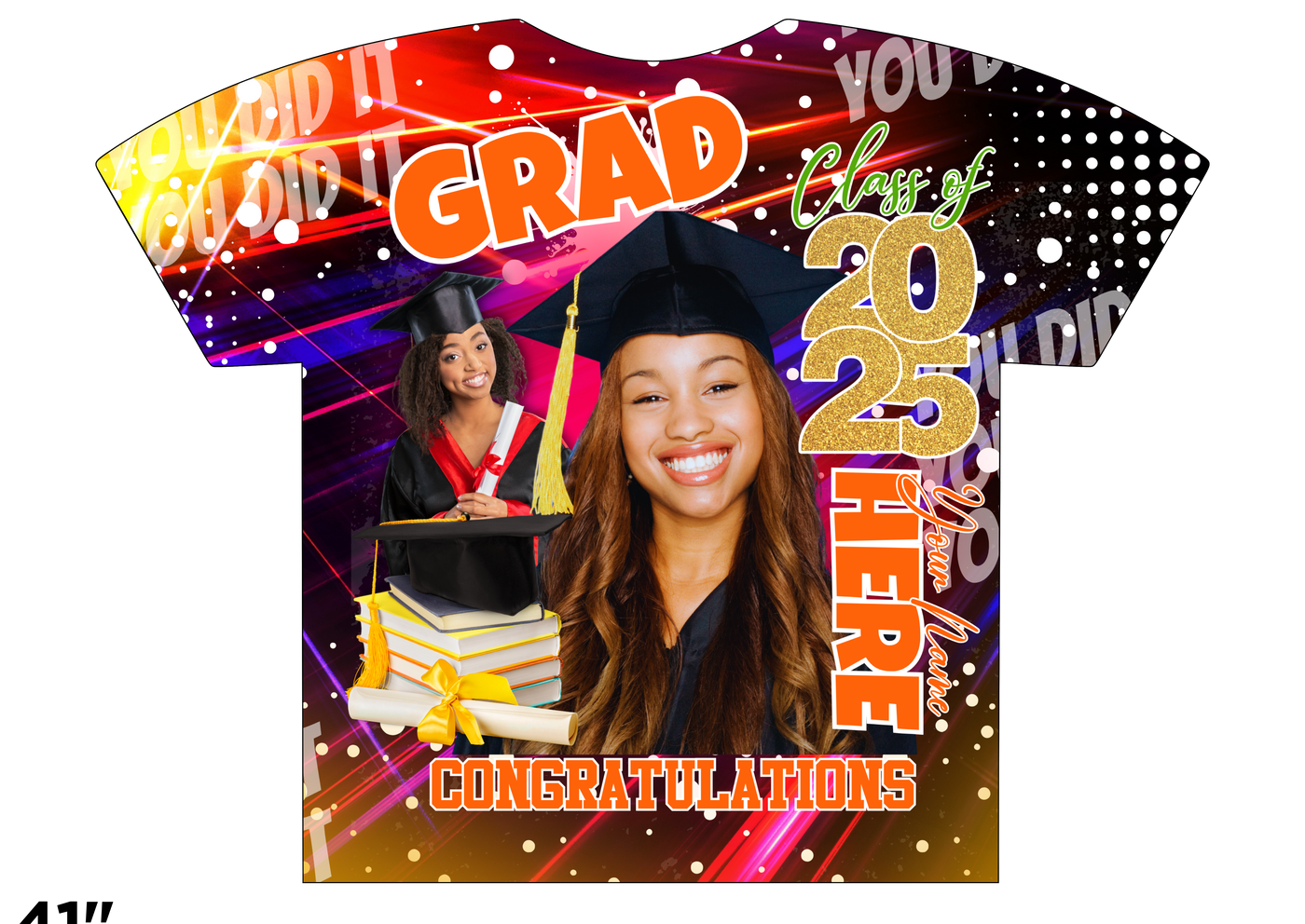 Custom 3D All-Over Graduation T-Shirt – Personalized Full-Print Senior Gift