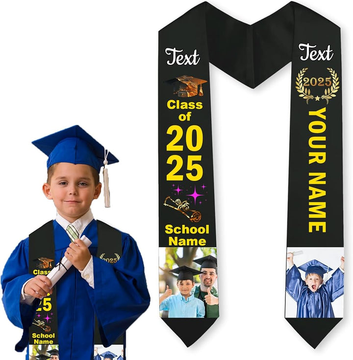 Custom Graduation Stole – Personalized Senior 2026 Stole | Custom Name, School Colors & Photos | Graduation Keepsake Gift