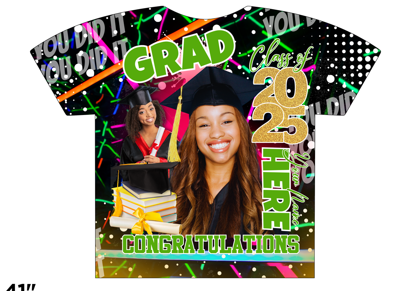 Custom 3D All-Over Graduation T-Shirt – Personalized Full-Print Senior Gift