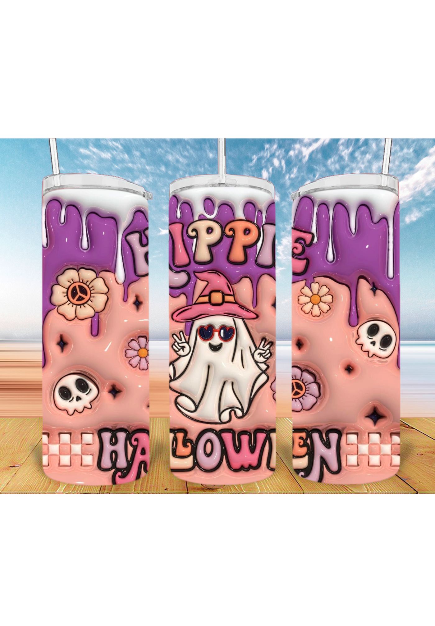 3D Halloween 20oz Tumbler Sublimation Print – Spooky & Realistic Designs 🎃👻