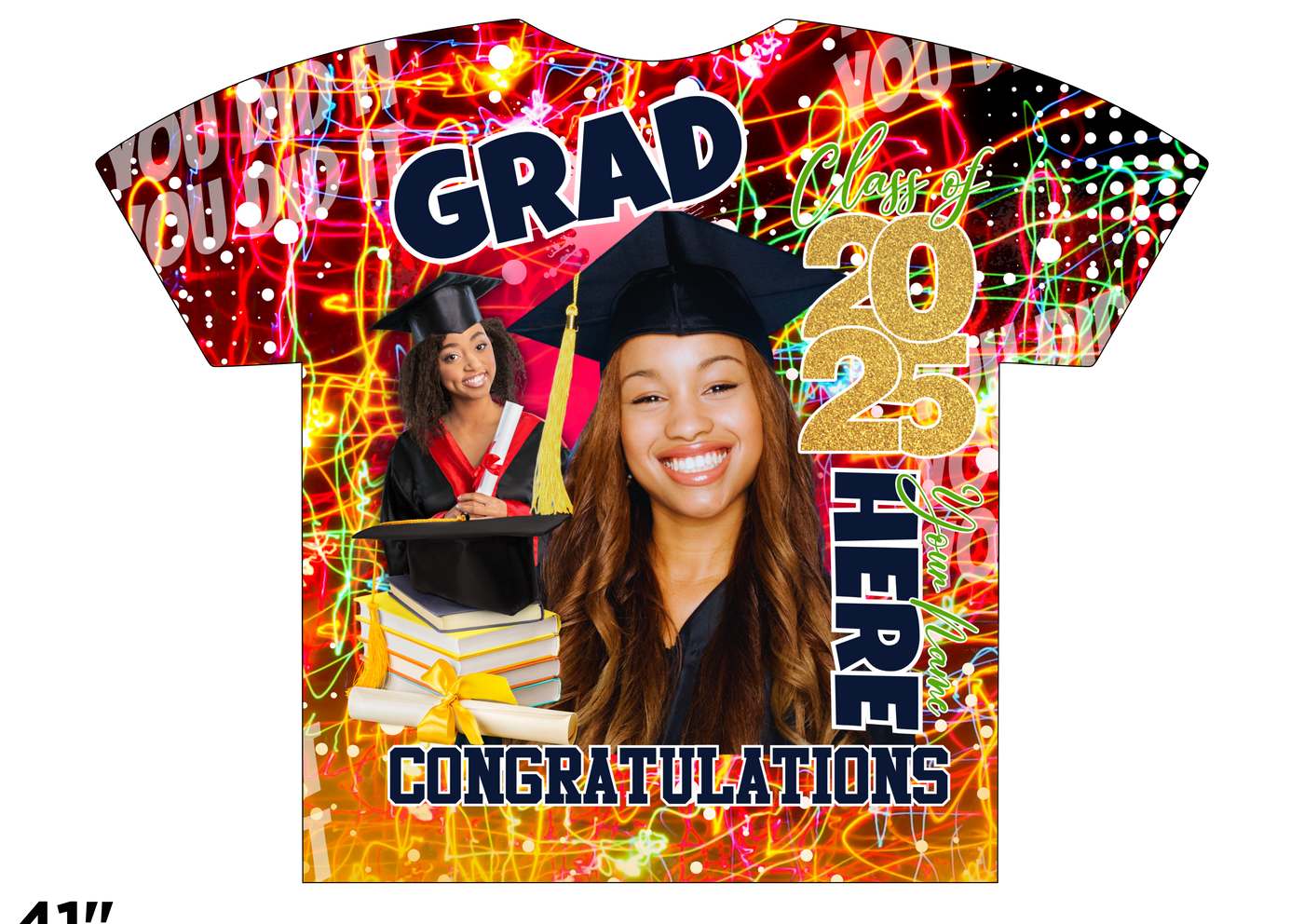 Custom 3D All-Over Graduation T-Shirt – Personalized Full-Print Senior Gift