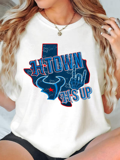 H-Town Texans DTF Transfer | Bold Custom Apparel Design

