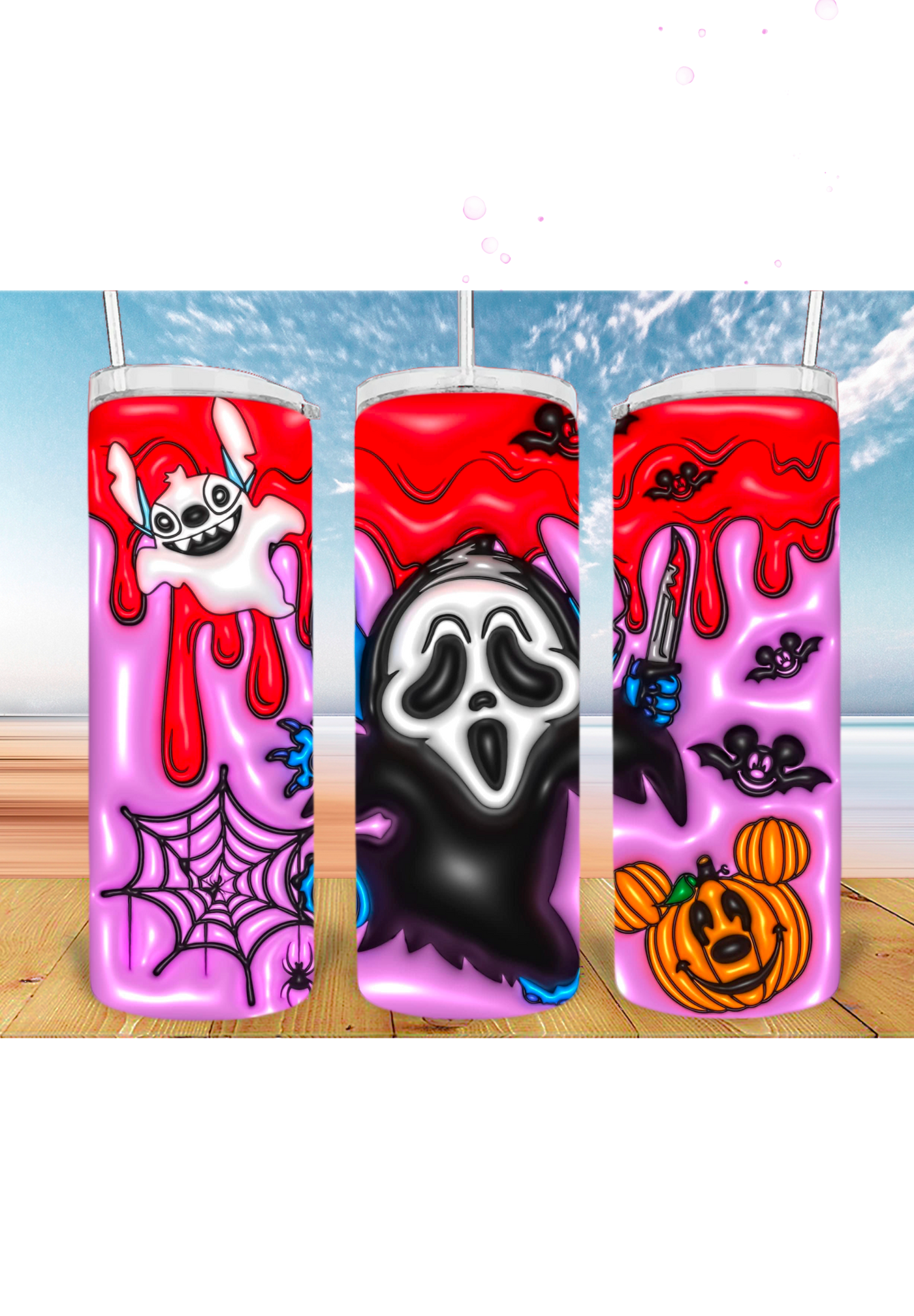 3D Halloween 20oz Tumbler Sublimation Print – Spooky & Realistic Designs 🎃👻