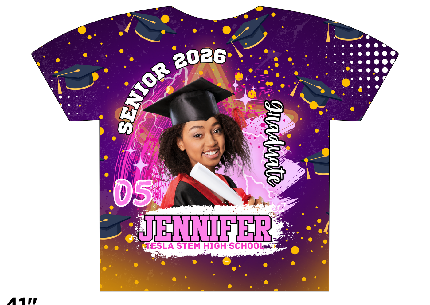 Custom 3D All-Over Graduation T-Shirt – Personalized Full-Print Senior Gift