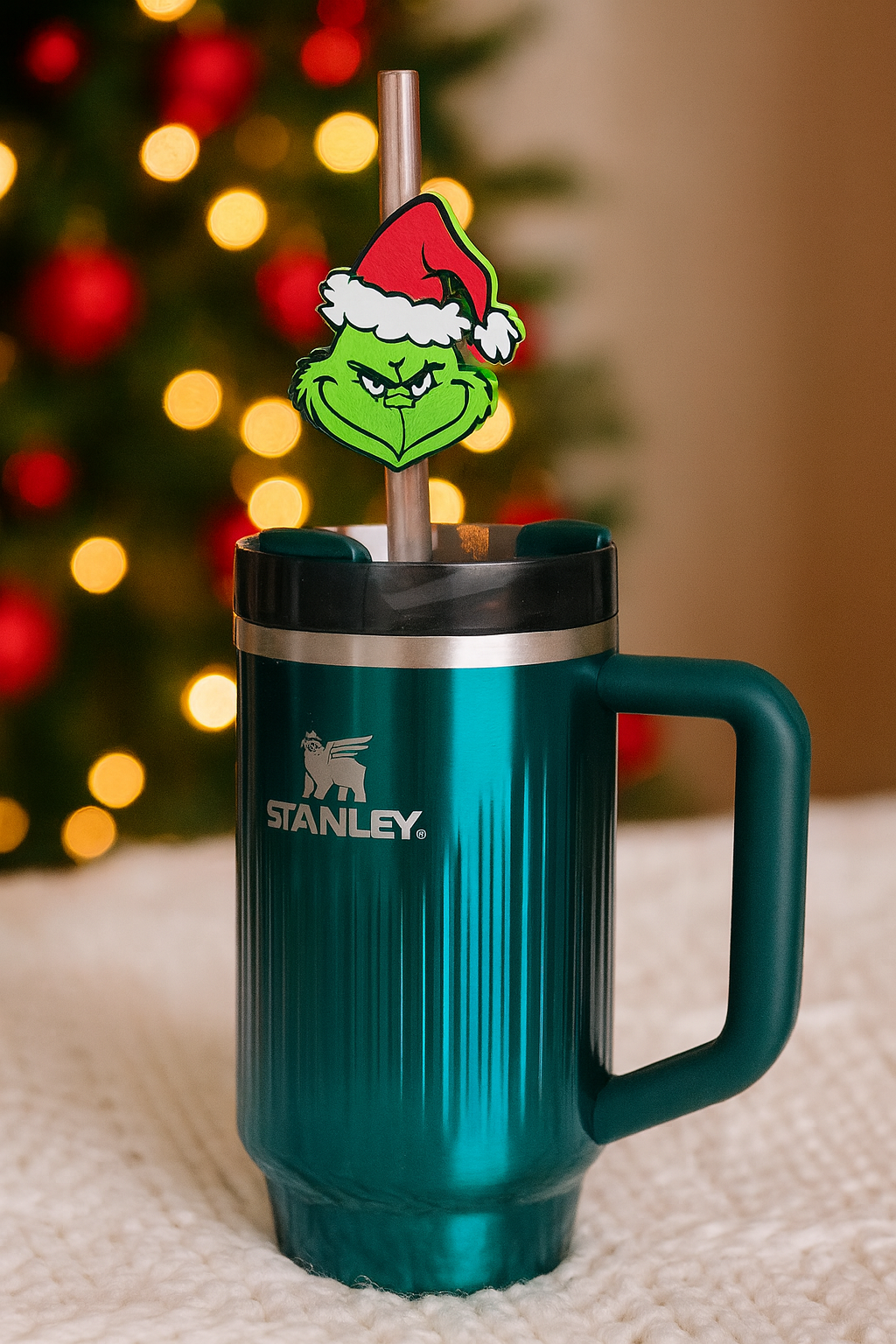 Grinch Straw Topper for Stanley – Christmas Cup Accessory, Fun Holiday Drinkware Add-On