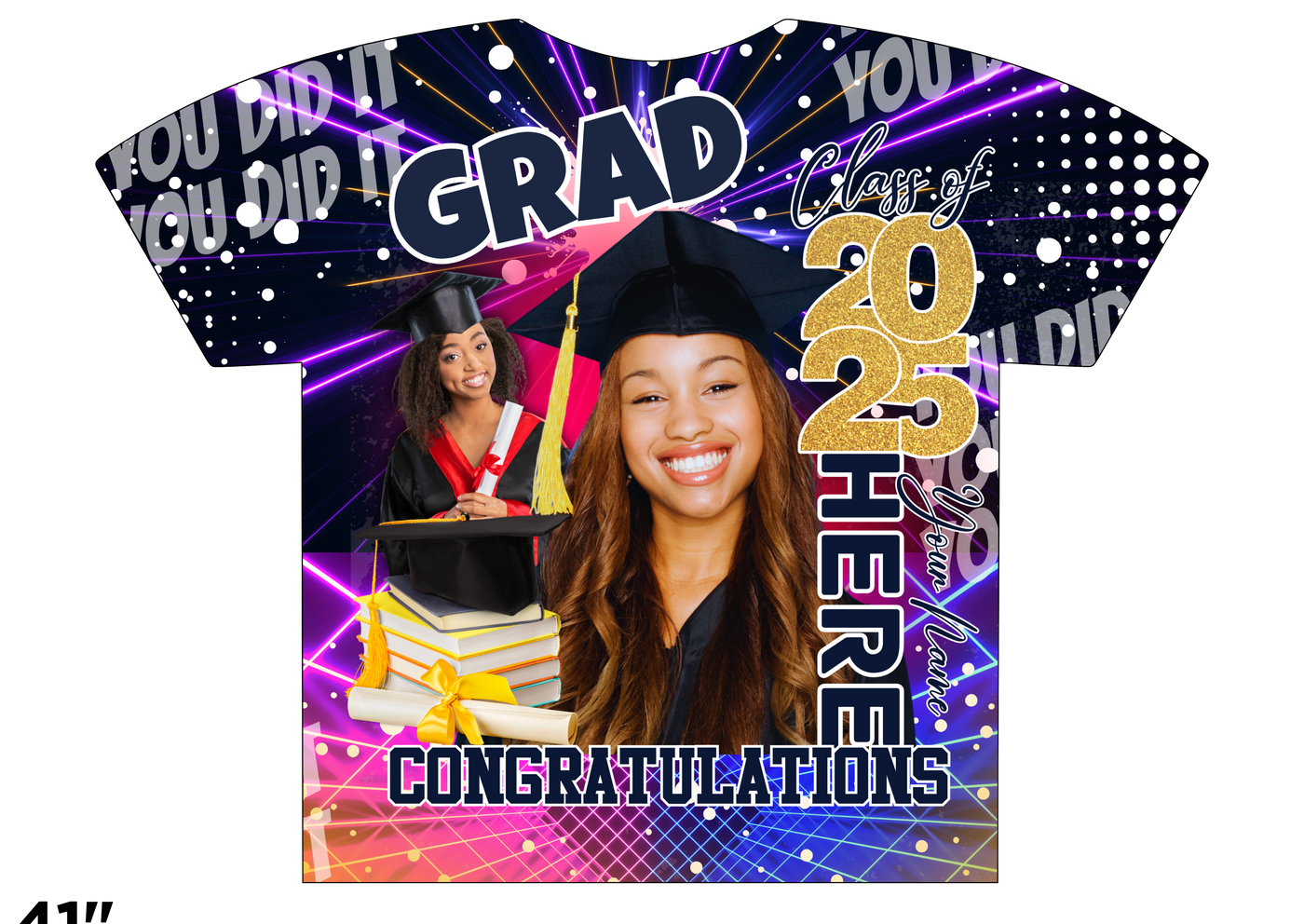 Custom 3D All-Over Graduation T-Shirt – Personalized Full-Print Senior Gift
