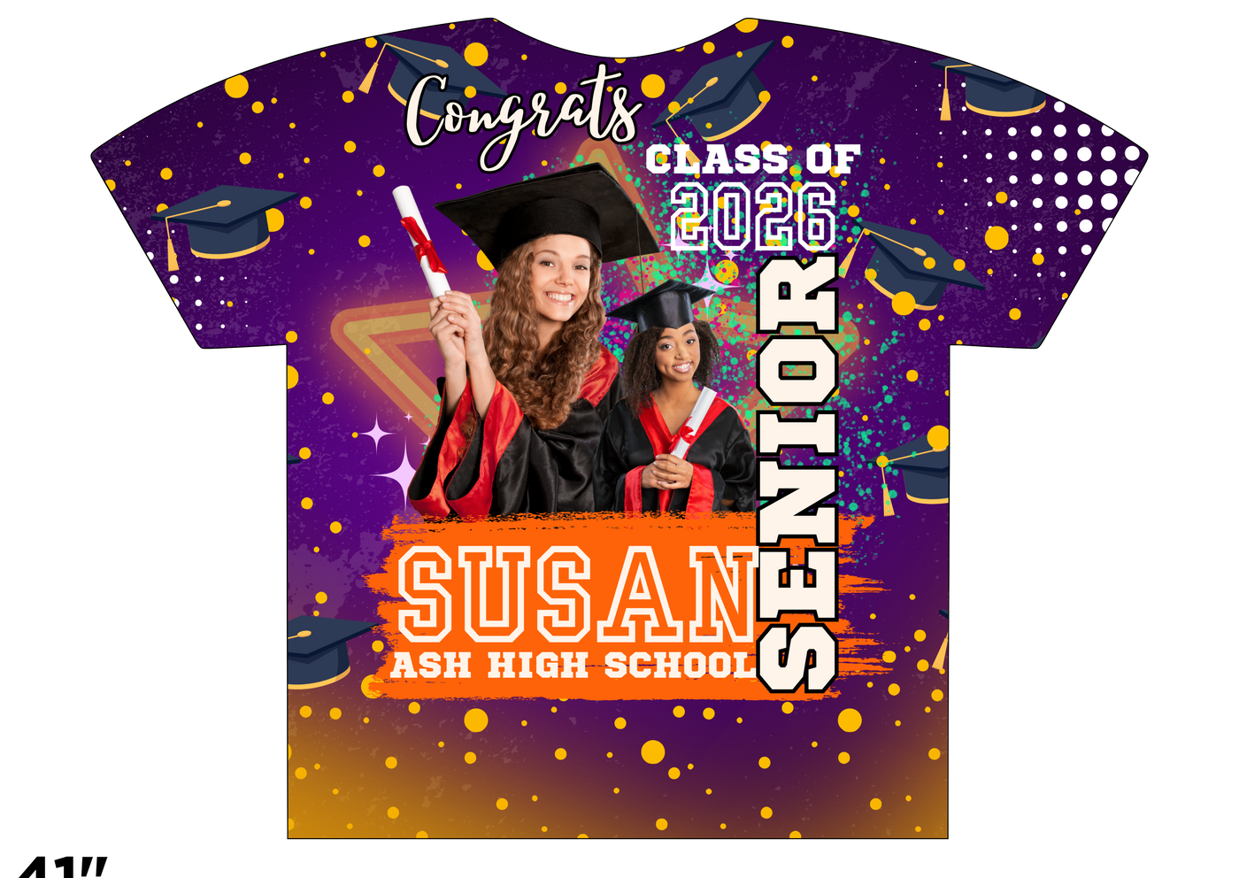 Custom 3D All-Over Graduation T-Shirt – Personalized Full-Print Senior Gift