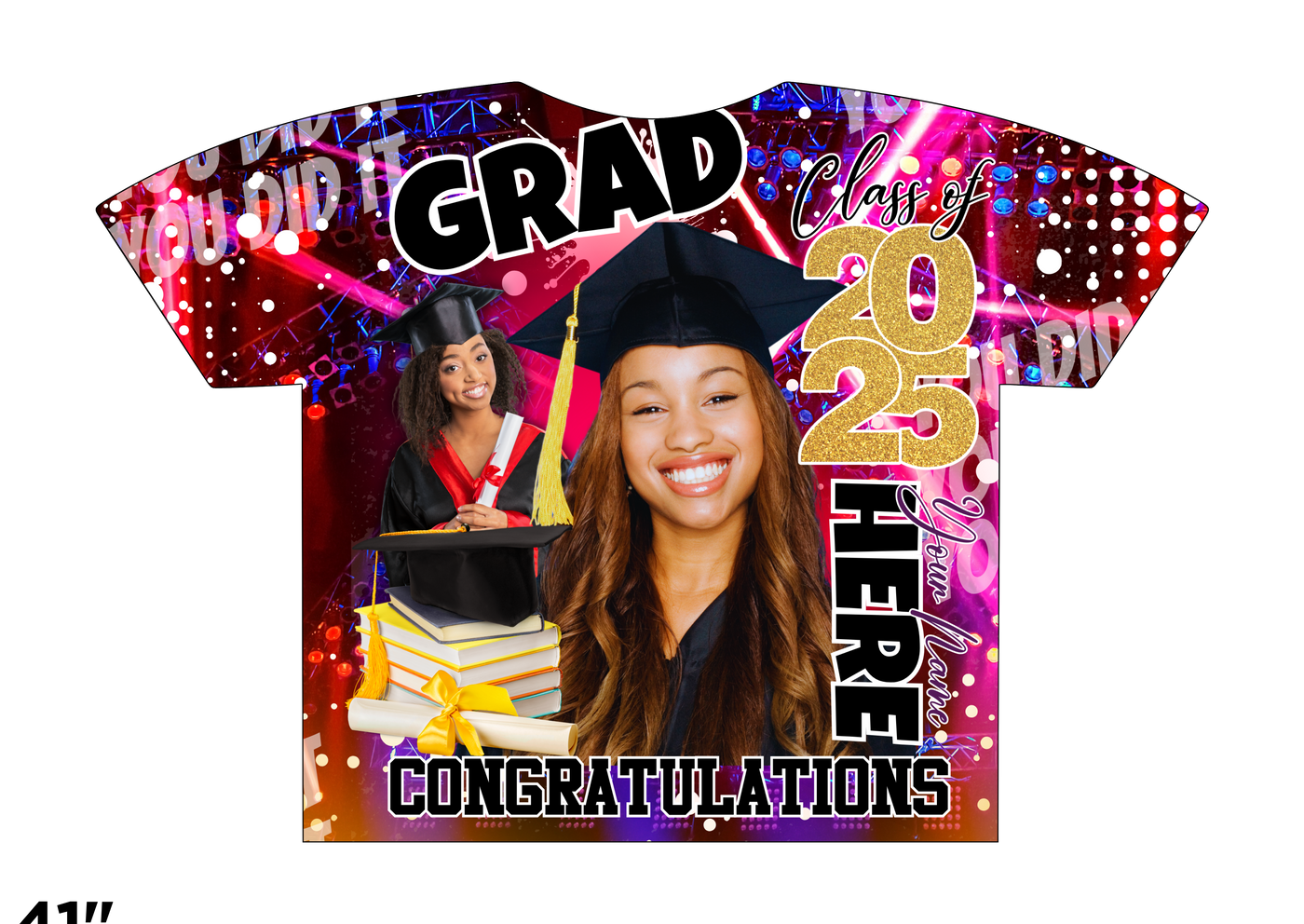 Custom 3D All-Over Graduation T-Shirt – Personalized Full-Print Senior Gift