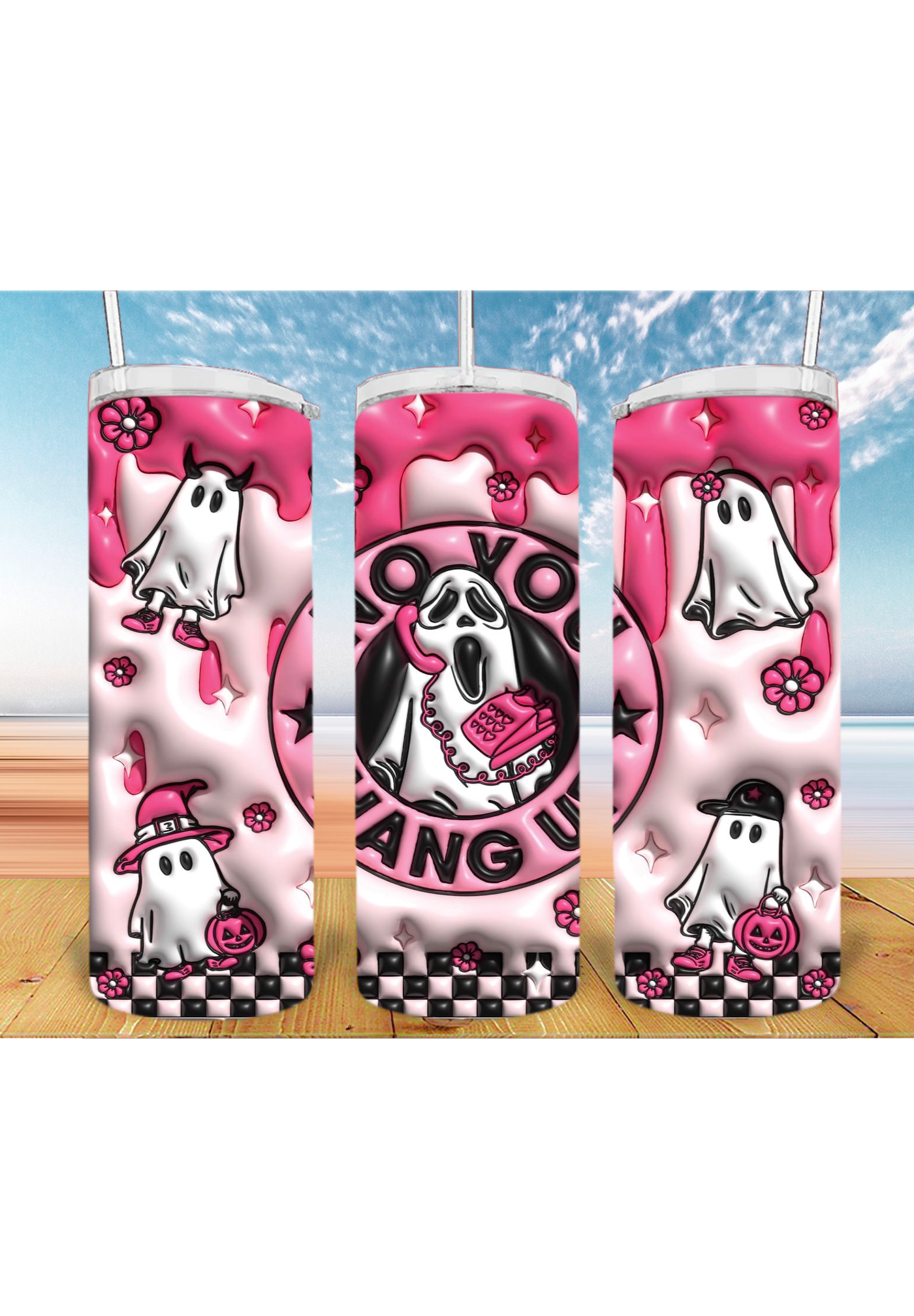 3D Halloween 20oz Tumbler Sublimation Print – Spooky & Realistic Designs 🎃👻