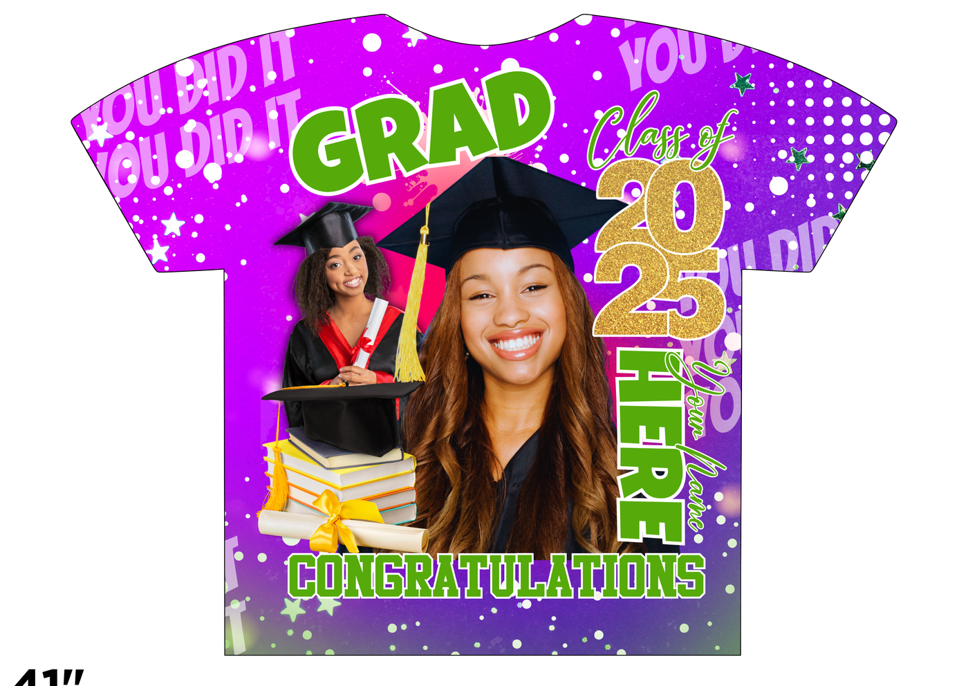 Custom 3D All-Over Graduation T-Shirt – Personalized Full-Print Senior Gift