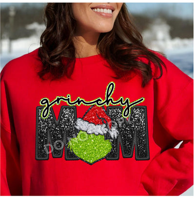 Grinch Mom  Transfer, Green Guy Christmas design, Dtf