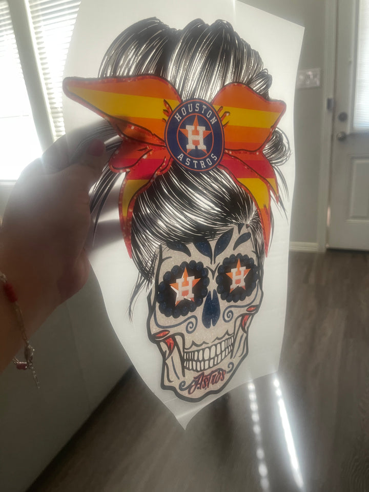 Women Skull Baseball Astros DTF, Ready to press transfer