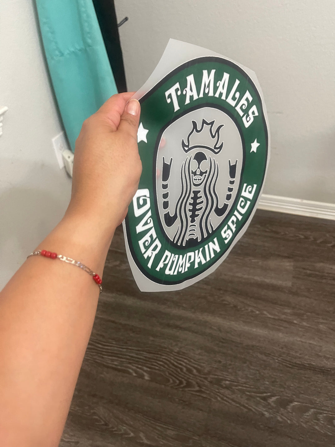 Tamales Over Pumpkin Spice DTF Transfer – Funny Hispanic Holiday Design, Ready to Press on Black Shirts