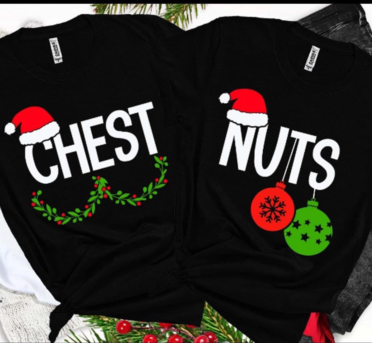 Couple funny nuts and chest christmas DTF