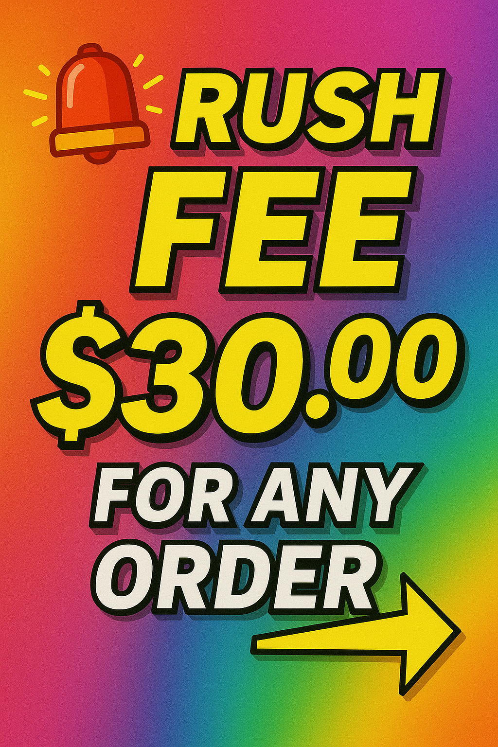 Rush fee for DTF printing orders priority processing add on for faster custom transfer printing