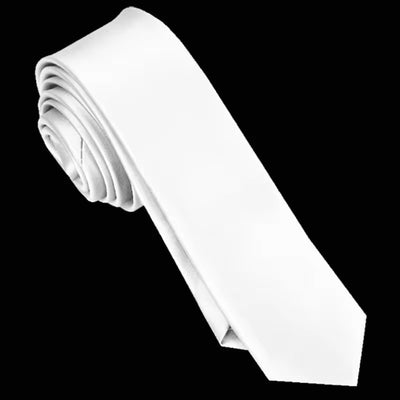 Sublimation-ready white necktie rolled up, ideal for vibrant custom designs and DTF printing.