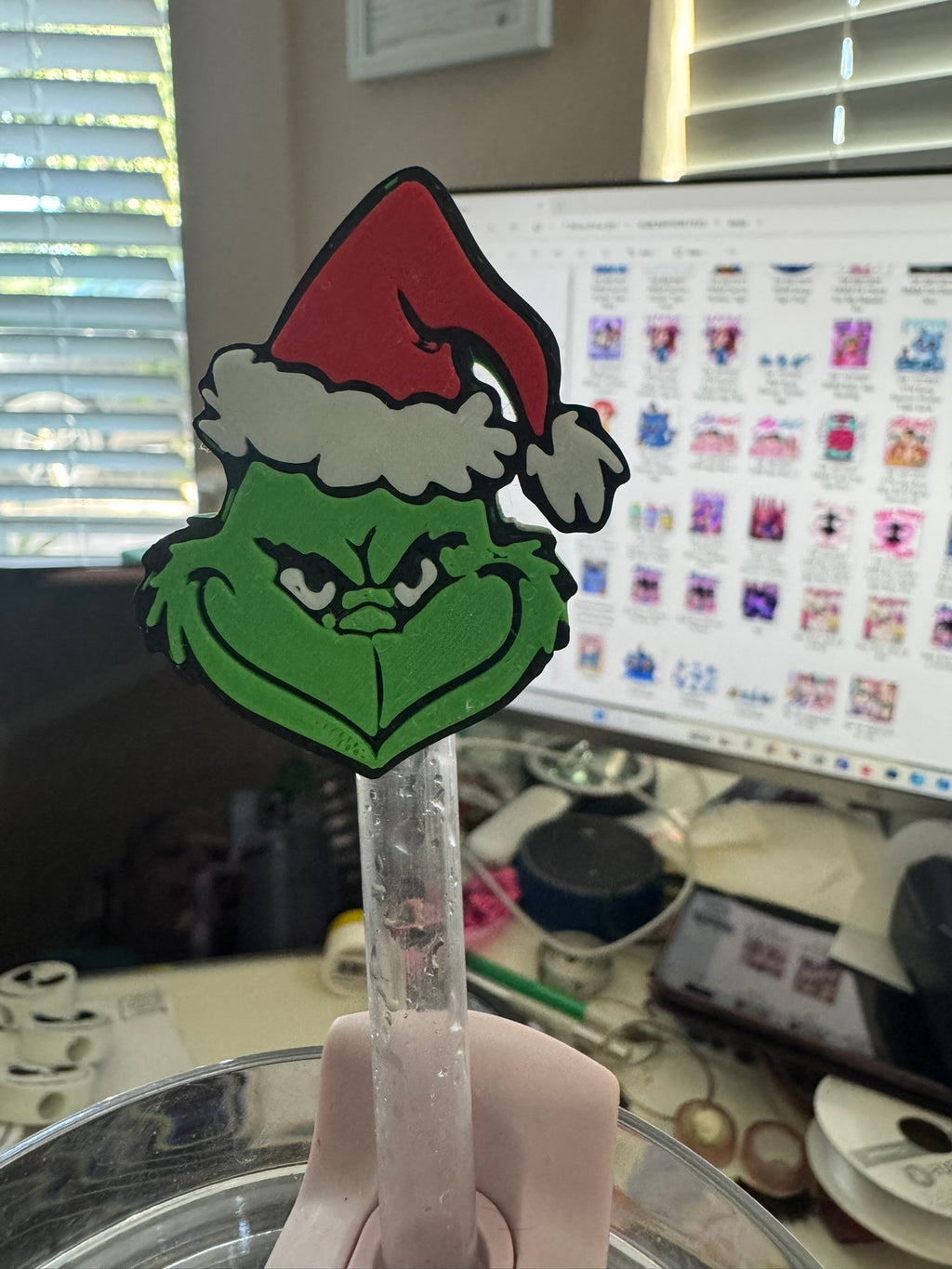 Grinch Straw Topper for Stanley – Christmas Cup Accessory, Fun Holiday Drinkware Add-On